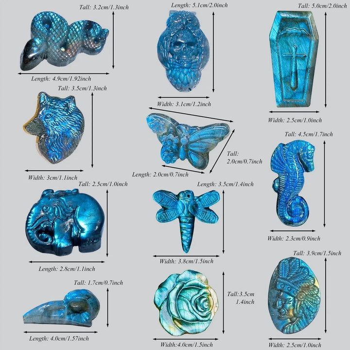 Mystical Flashy Labradorite Carvings