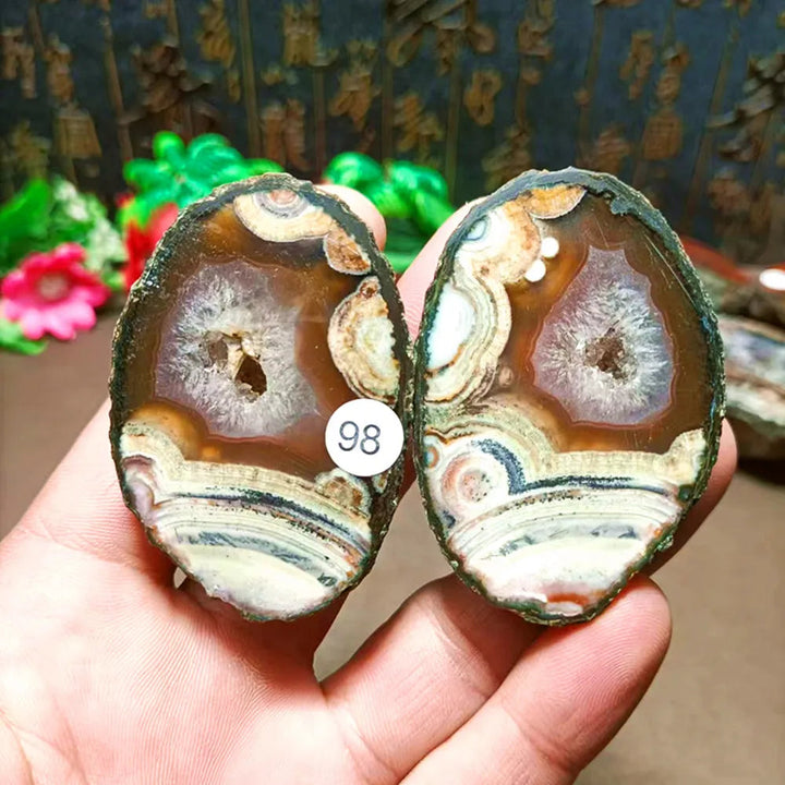 Natural Agate Geode Sliced Pairs