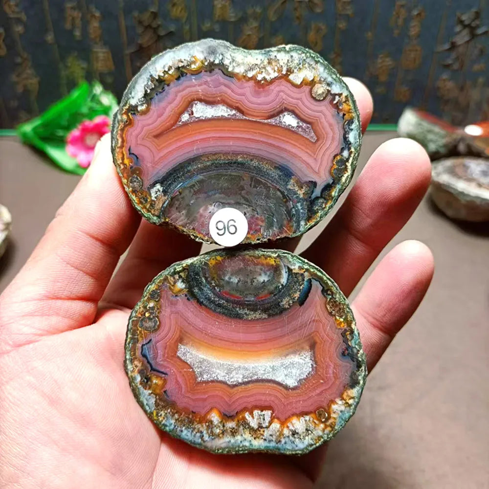 Natural Agate Geode Sliced Pairs