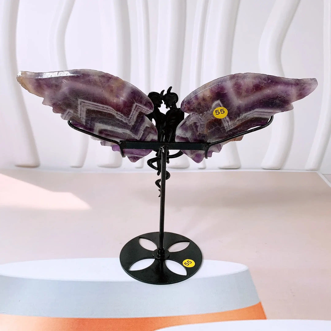 Natural Amethyst Carved Crystal Lovers Wings