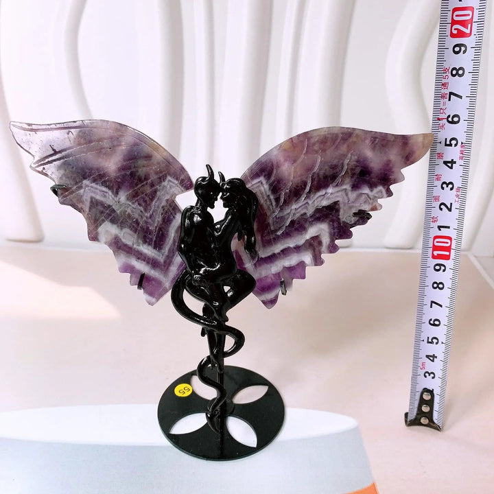 Natural Amethyst Carved Crystal Lovers Wings