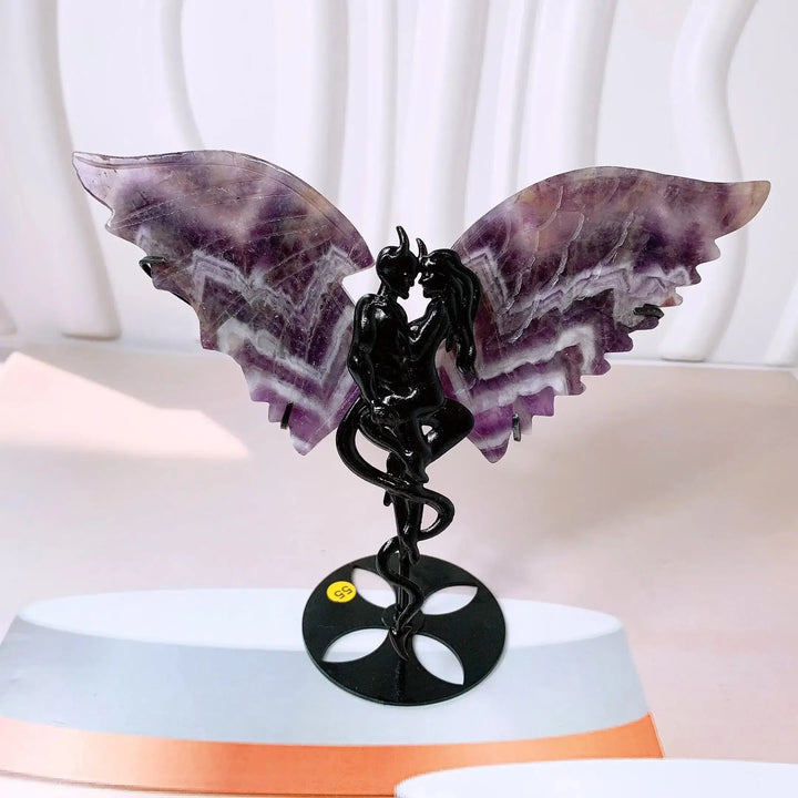 Natural Amethyst Carved Crystal Lovers Wings