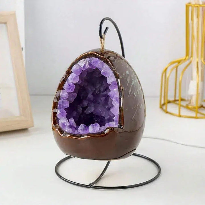 Natural Amethyst Cave Table Lamp