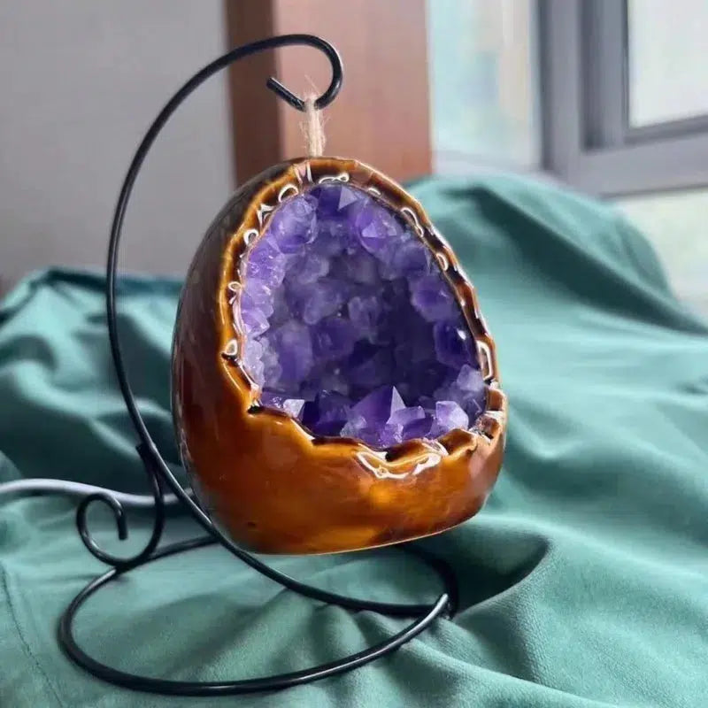 Natural Amethyst Cave Table Lamp