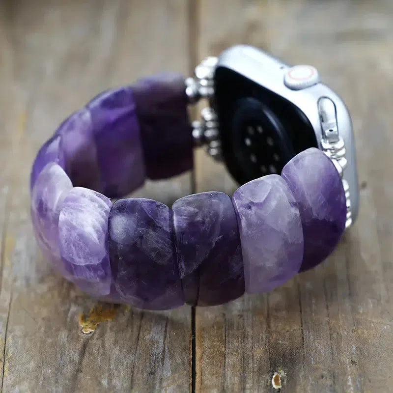 Natural Amethyst or Indian Agate “Cuff” Style Apple iWatch Band