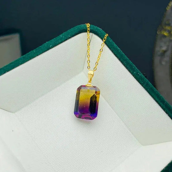 Natural Ametrine Pendant with 18k Gold Chain