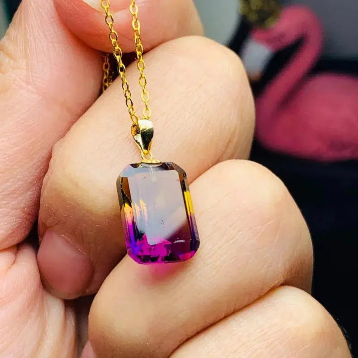 Natural Ametrine Pendant with 18k Gold Chain