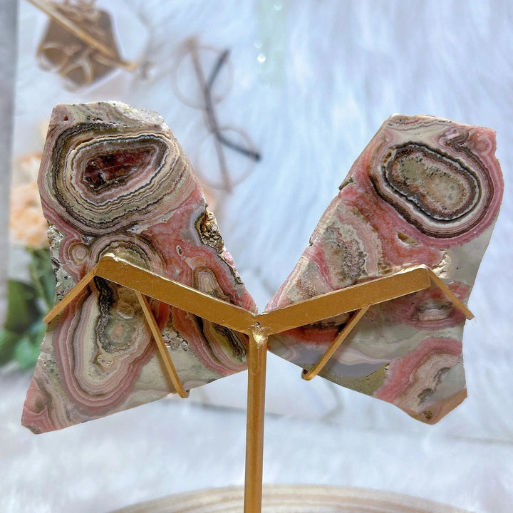 Natural Argentinian Rhodochrosite Slab Butterfly Wings