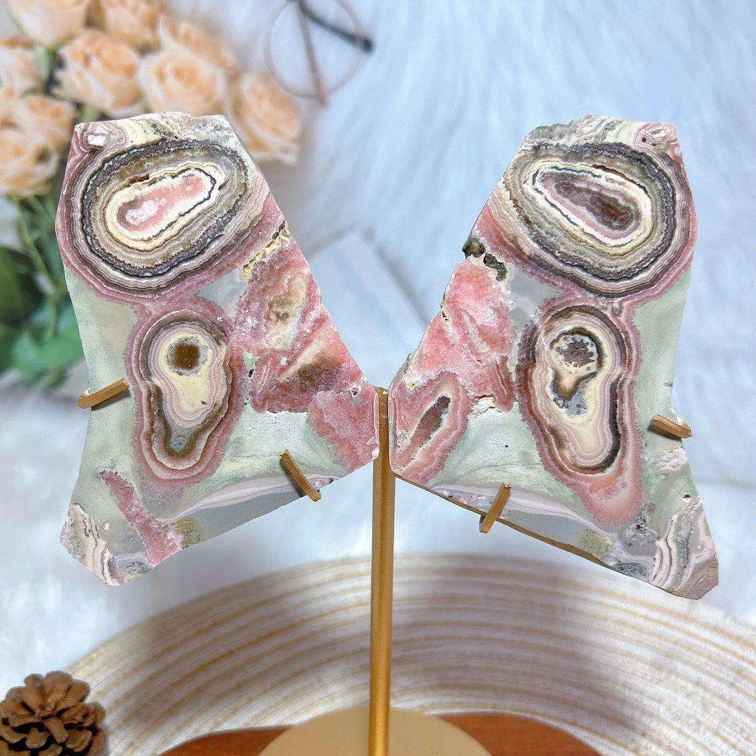 Natural Argentinian Rhodochrosite Slab Butterfly Wings