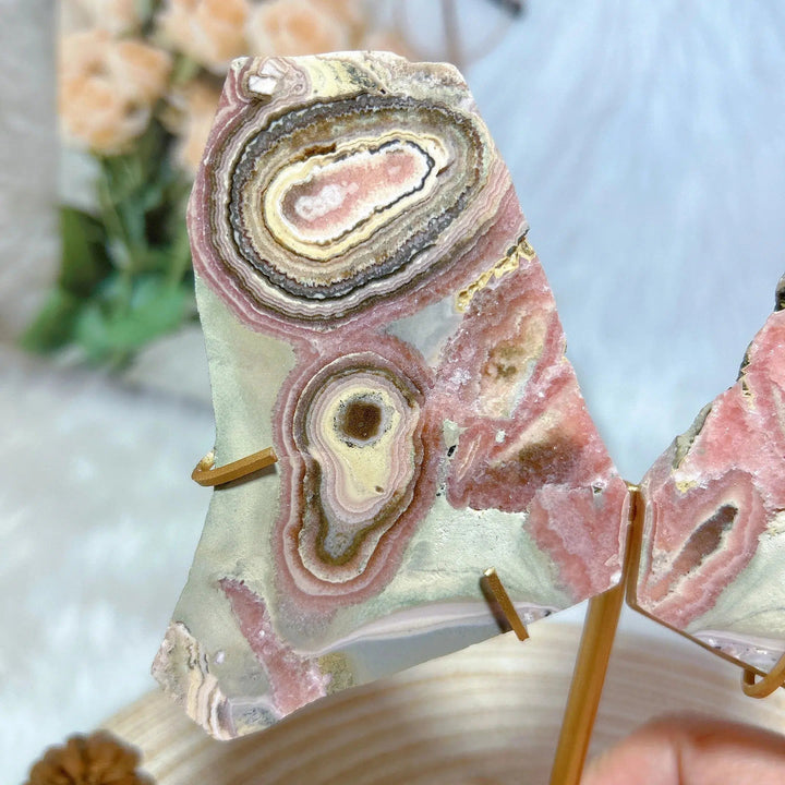 Natural Argentinian Rhodochrosite Slab Butterfly Wings