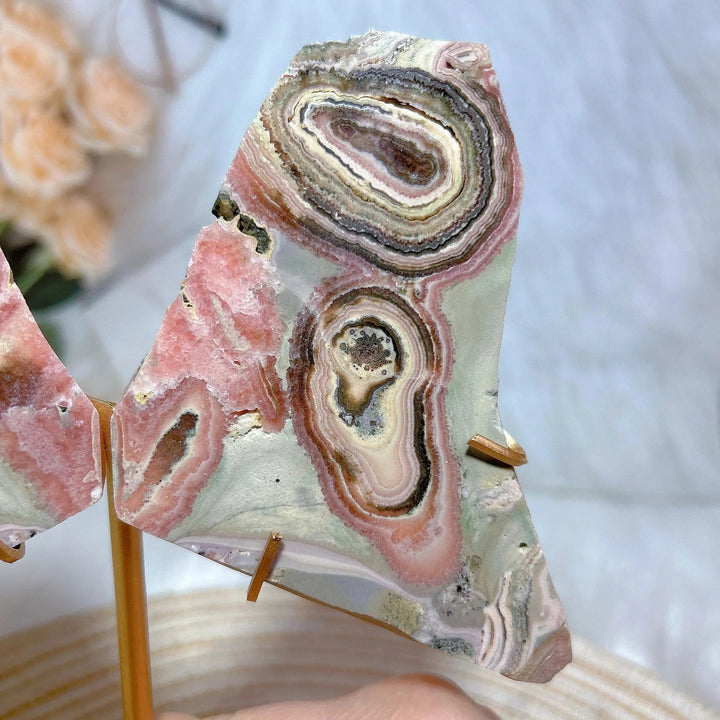 Natural Argentinian Rhodochrosite Slab Butterfly Wings