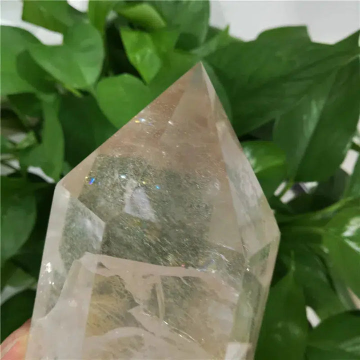 Natural Clear Quartz Tower With Rainbows Galore