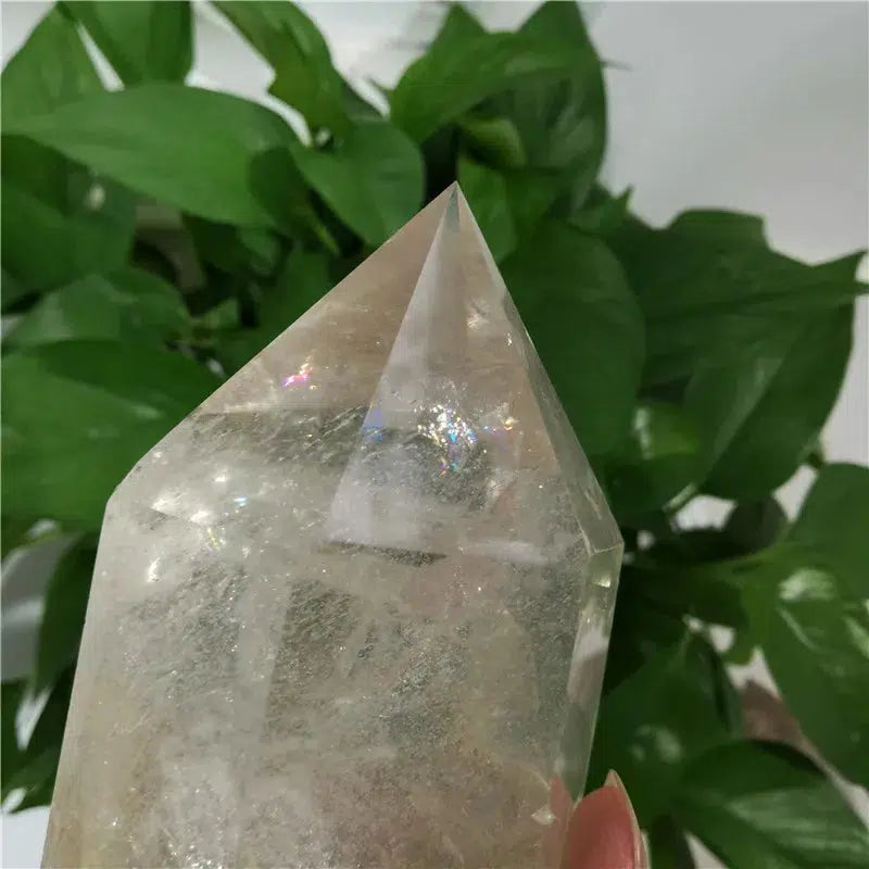 Natural Clear Quartz Tower With Rainbows Galore