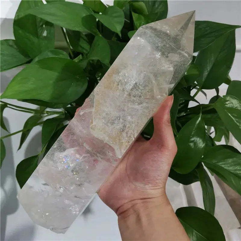 Natural Clear Quartz Tower With Rainbows Galore