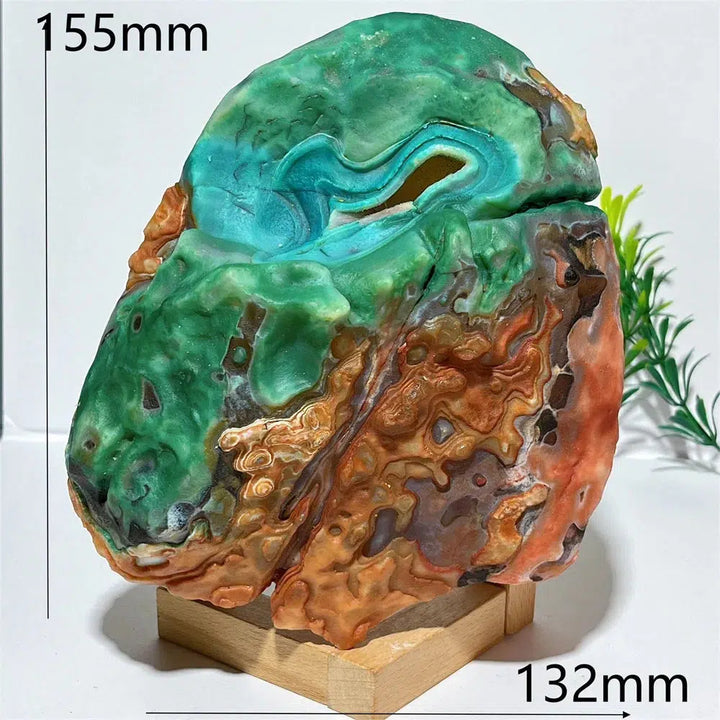 Natural Colorful Raw Agate + Stand