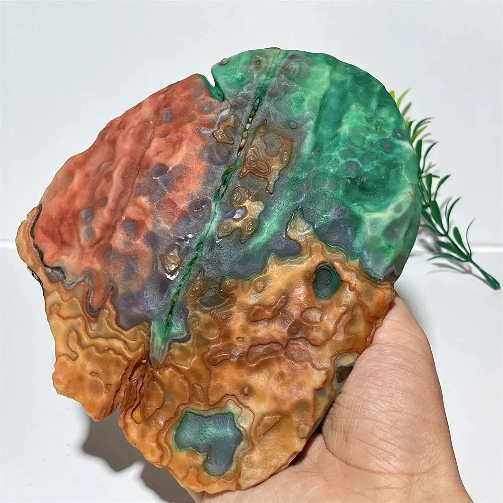 Natural Colorful Raw Agate + Stand