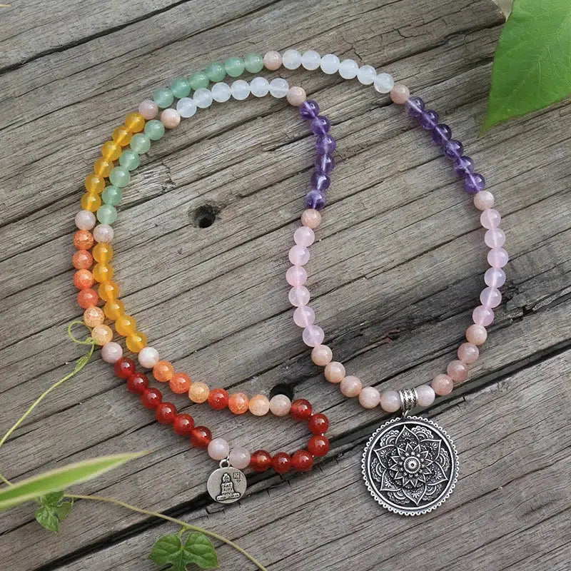 Natural Crystal 108 Bead Mala Necklaces & Bracelet Sets