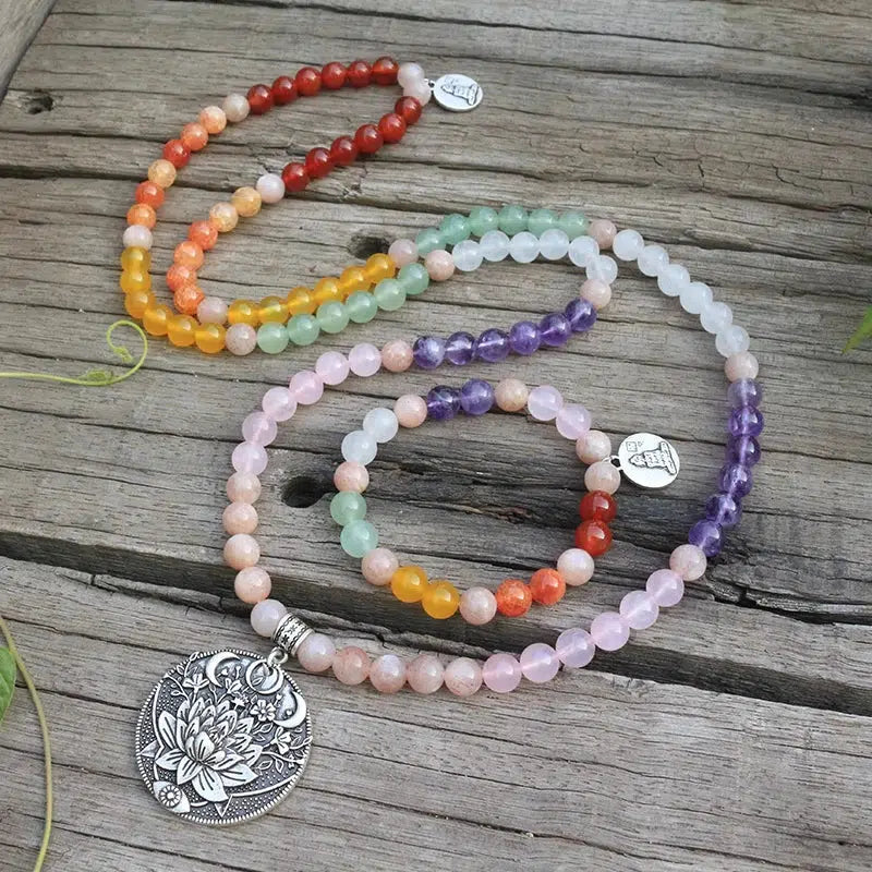 Natural Crystal 108 Bead Mala Necklaces & Bracelet Sets