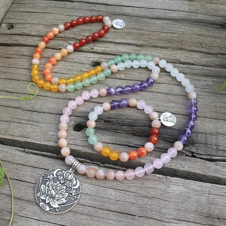 Natural Crystal 108 Bead Mala Necklaces & Bracelet Sets