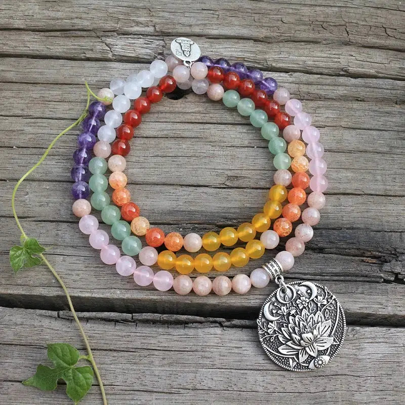 Natural Crystal 108 Bead Mala Necklaces & Bracelet Sets