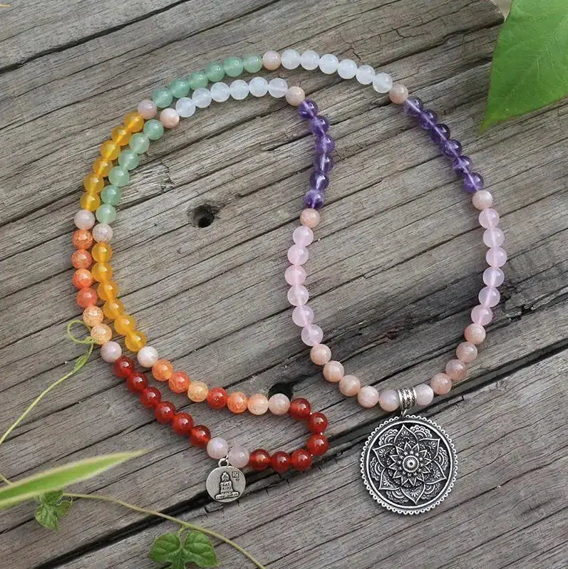 Natural Crystal 108 Bead Mala Necklaces & Bracelet Sets