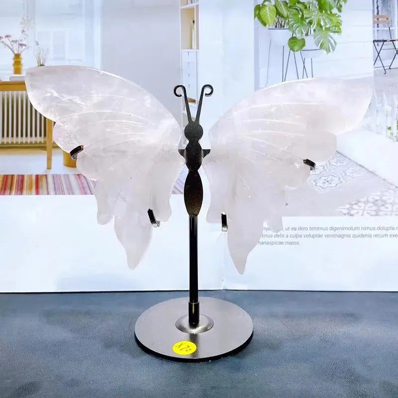 Natural Crystal Butterfly Wings, 4 Materials With Stand 1 Pair