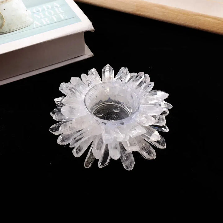 Natural Crystal Clear Quartz Candle Holder