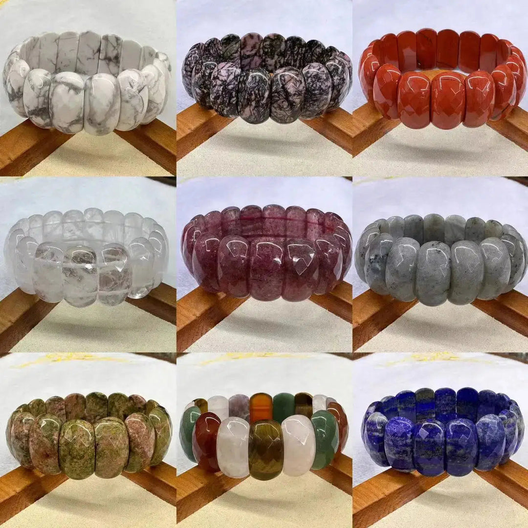 Natural Crystal Faceted Bracelets in 17 Materials