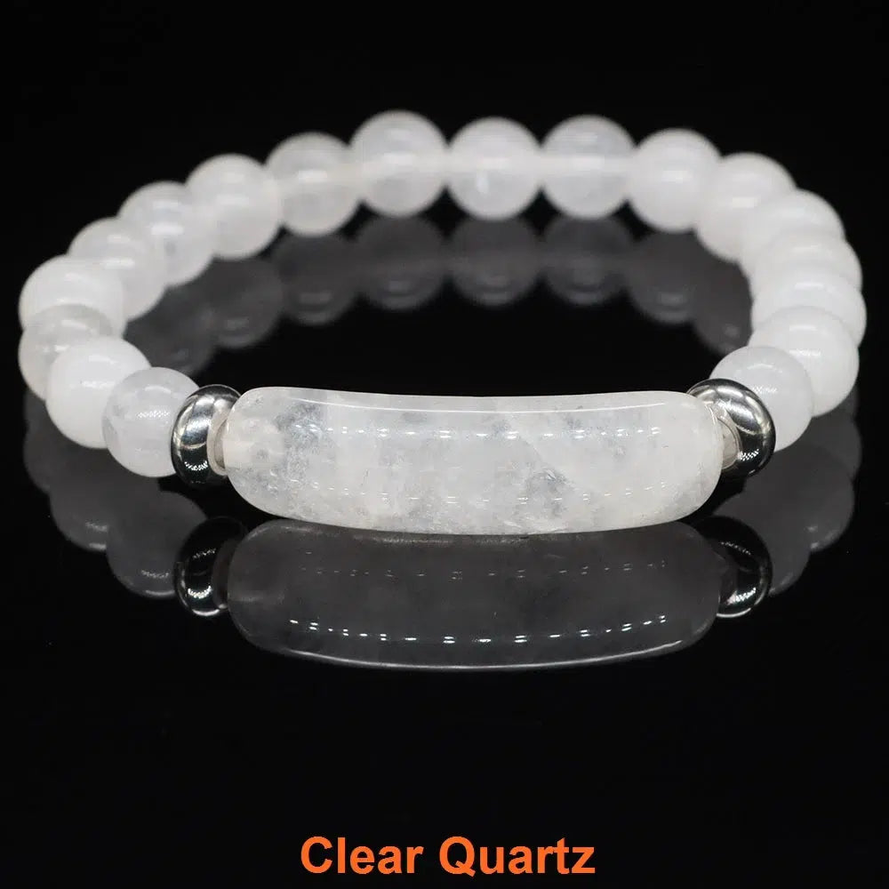 Natural Crystal Rectangle Bar Bead Bracelets in 22 Materials