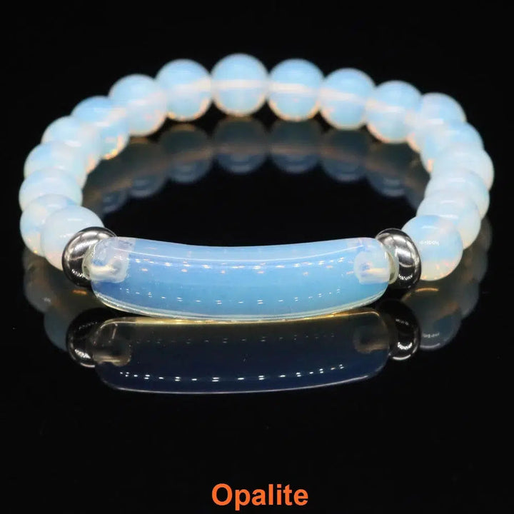 Natural Crystal Rectangle Bar Bead Bracelets in 22 Materials