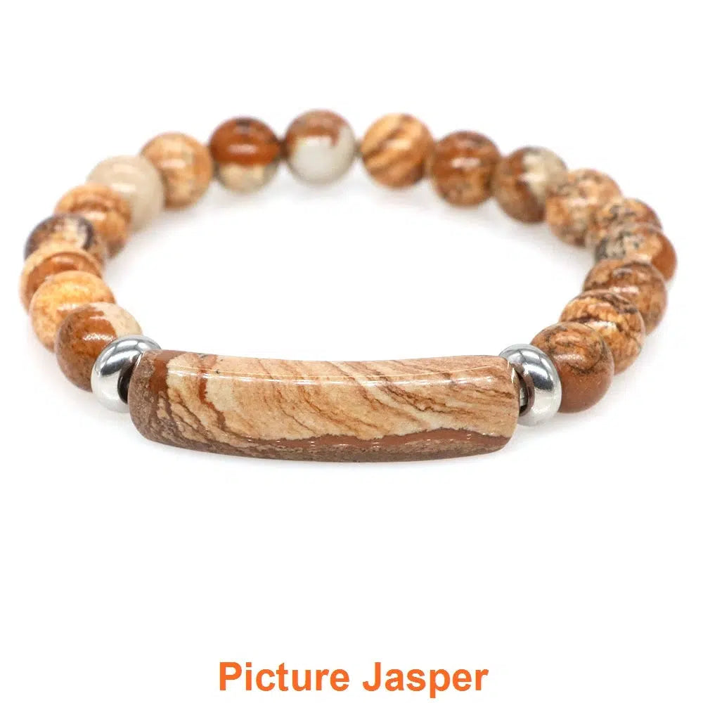 Natural Crystal Rectangle Bar Bead Bracelets in 22 Materials