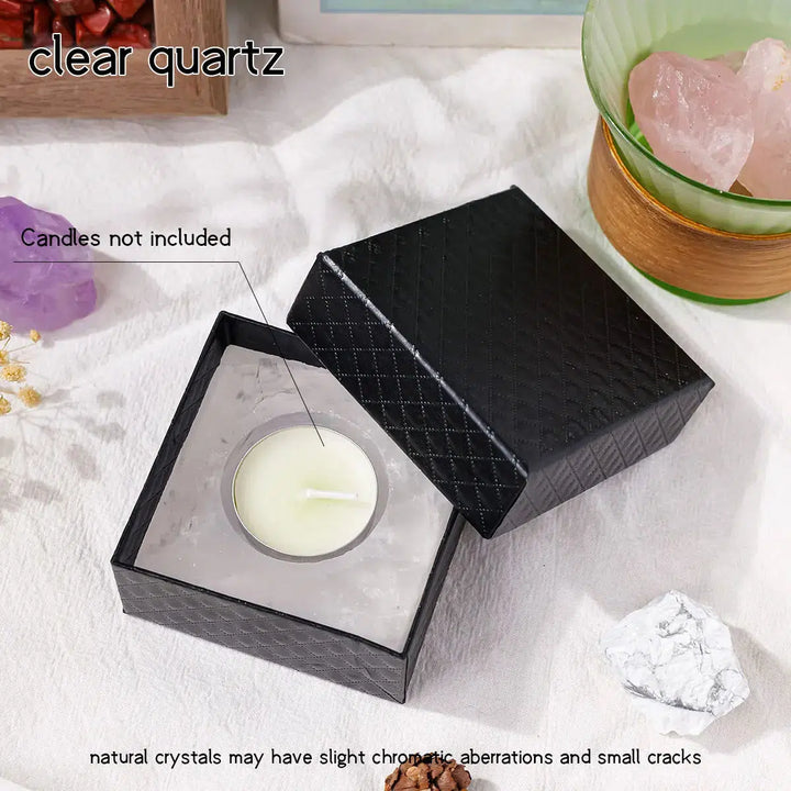 Natural Crystal Square Crystal Tea Light Candle Holder