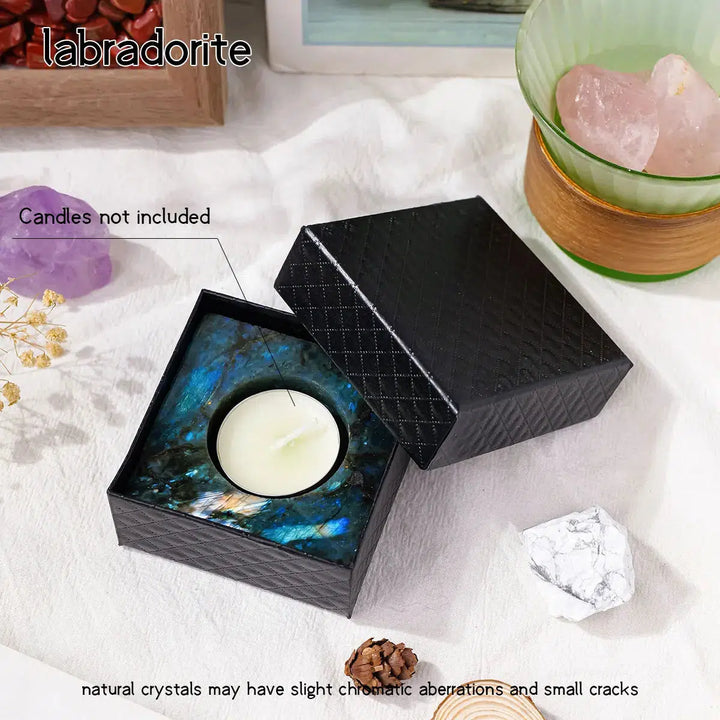 Natural Crystal Square Crystal Tea Light Candle Holder