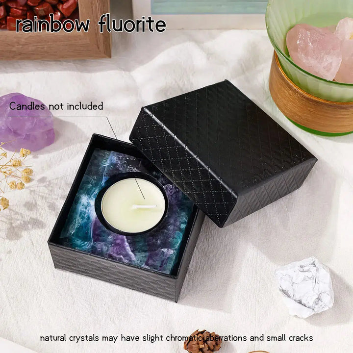 Natural Crystal Square Crystal Tea Light Candle Holder