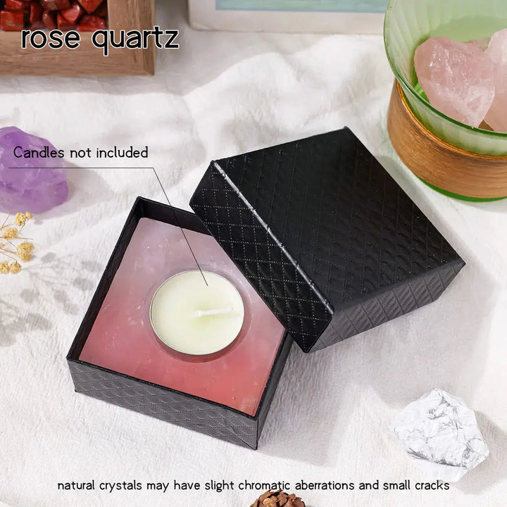 Natural Crystal Square Crystal Tea Light Candle Holder