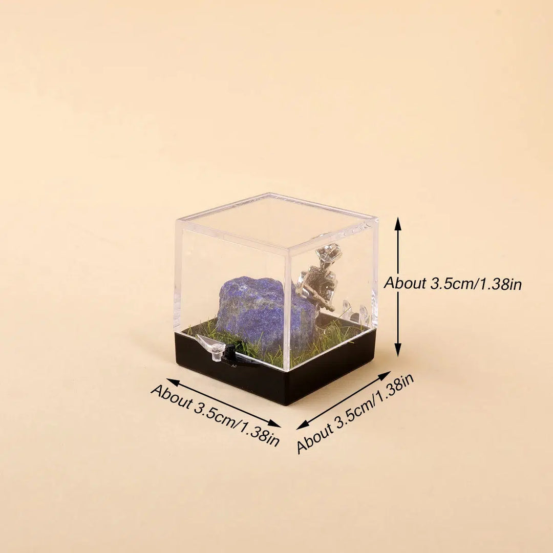 Natural Crystals Boxed With A Metal Miner Figure