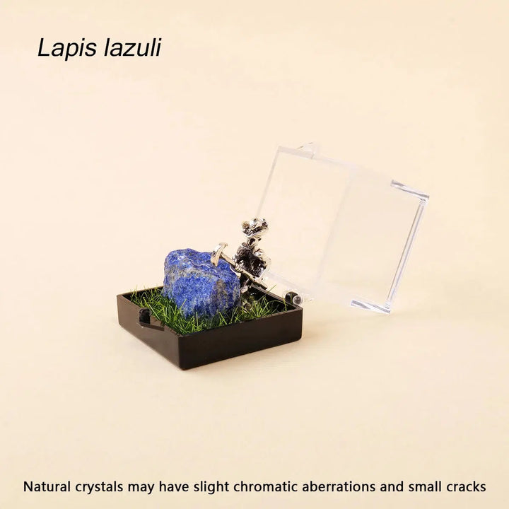 Natural Crystals Boxed With A Metal Miner Figure