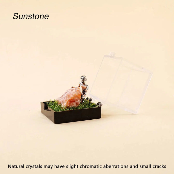 Natural Crystals Boxed With A Metal Miner Figure