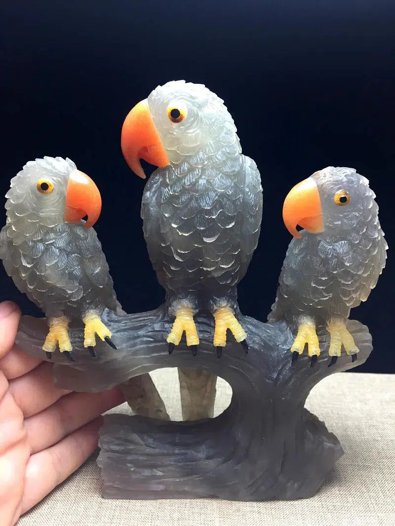 Natural Fluorite Parrot Carving