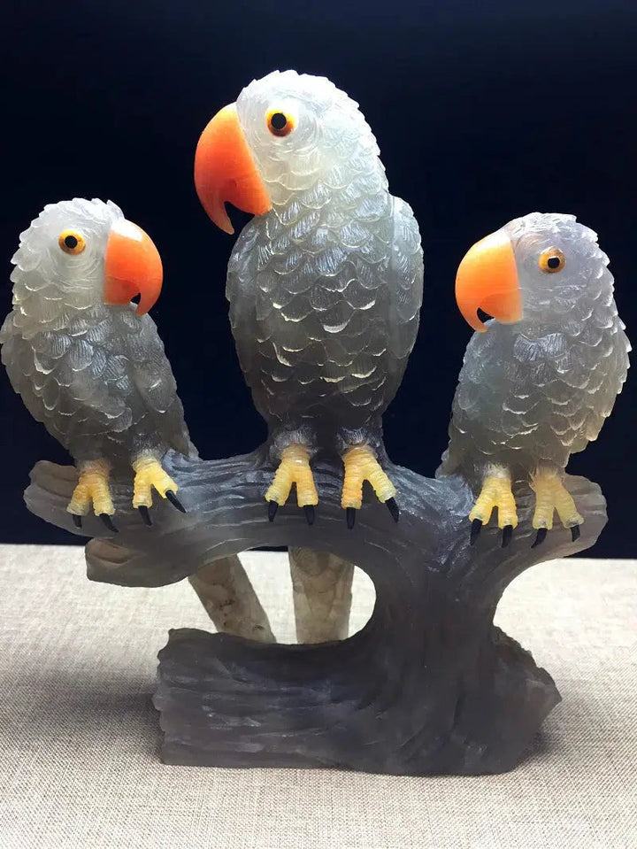 Natural Fluorite Parrot Carving