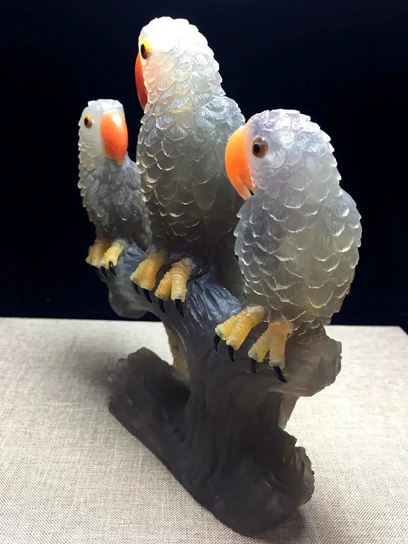 Natural Fluorite Parrot Carving