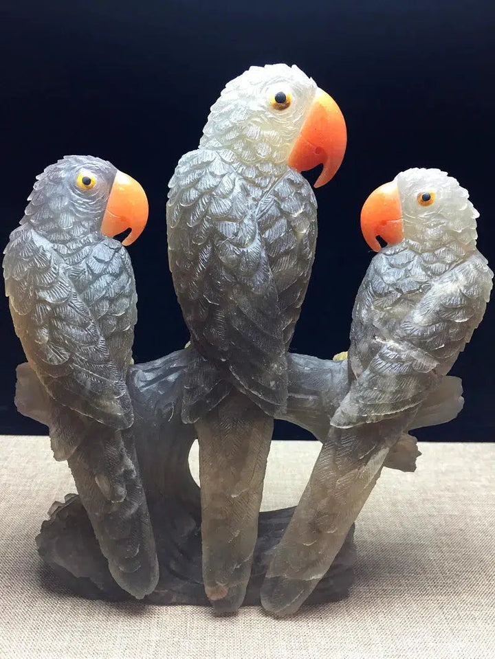 Natural Fluorite Parrot Carving