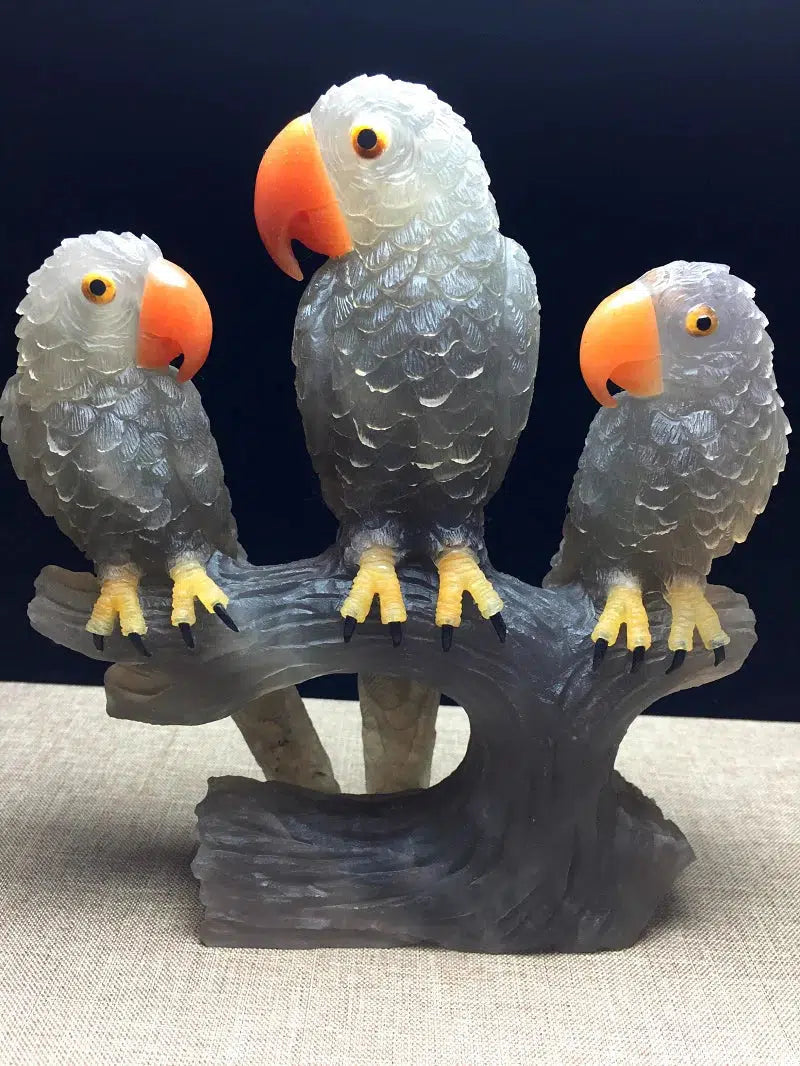 Natural Fluorite Parrot Carving