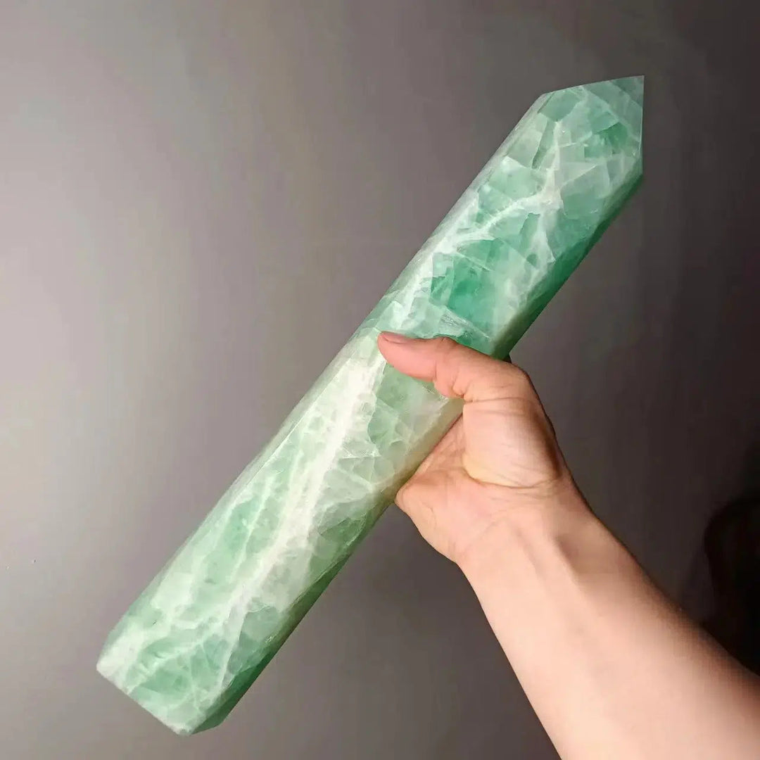 Natural Green Fluorite Obelisk Tower