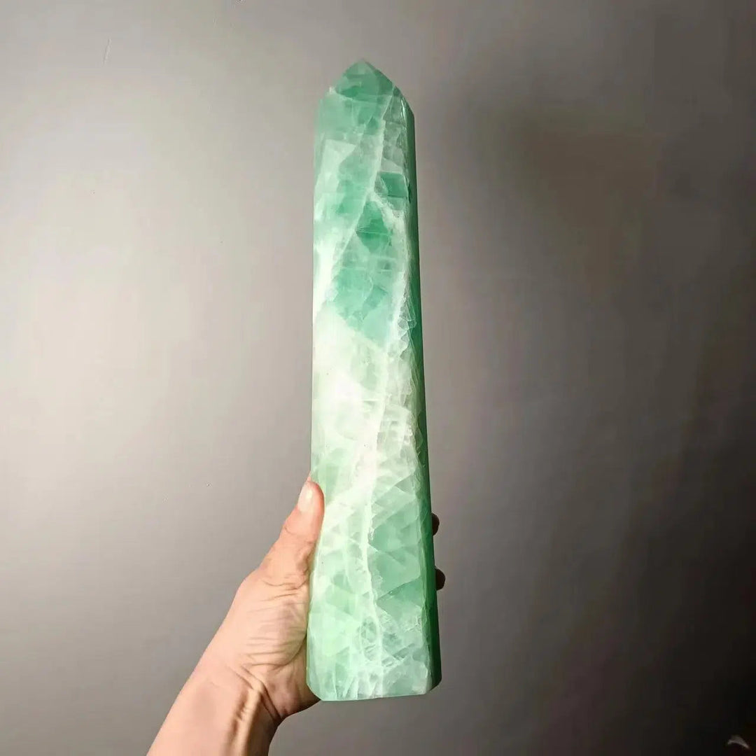 Natural Green Fluorite Obelisk Tower