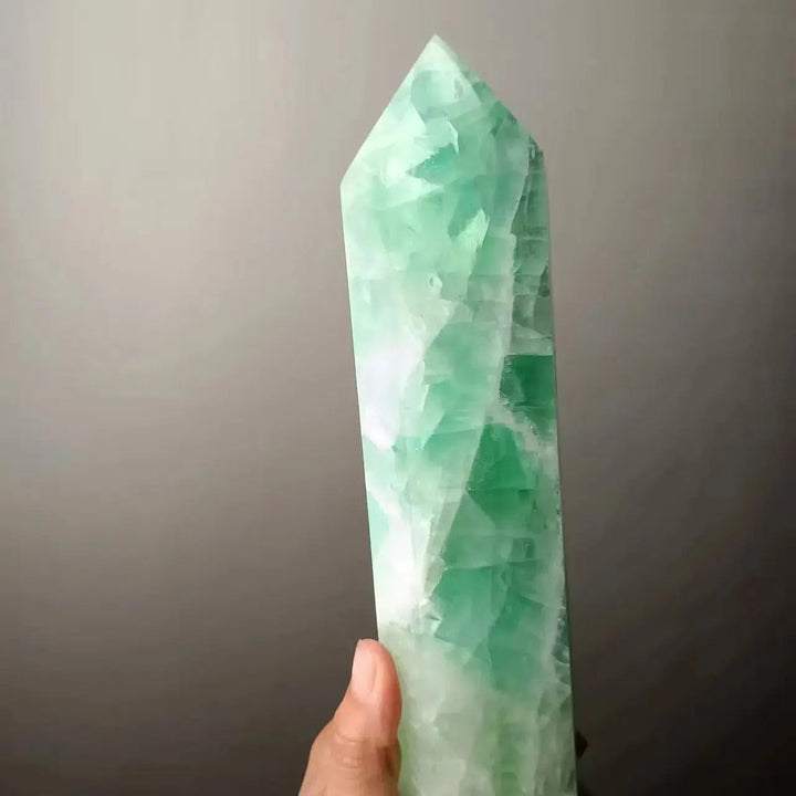 Natural Green Fluorite Obelisk Tower