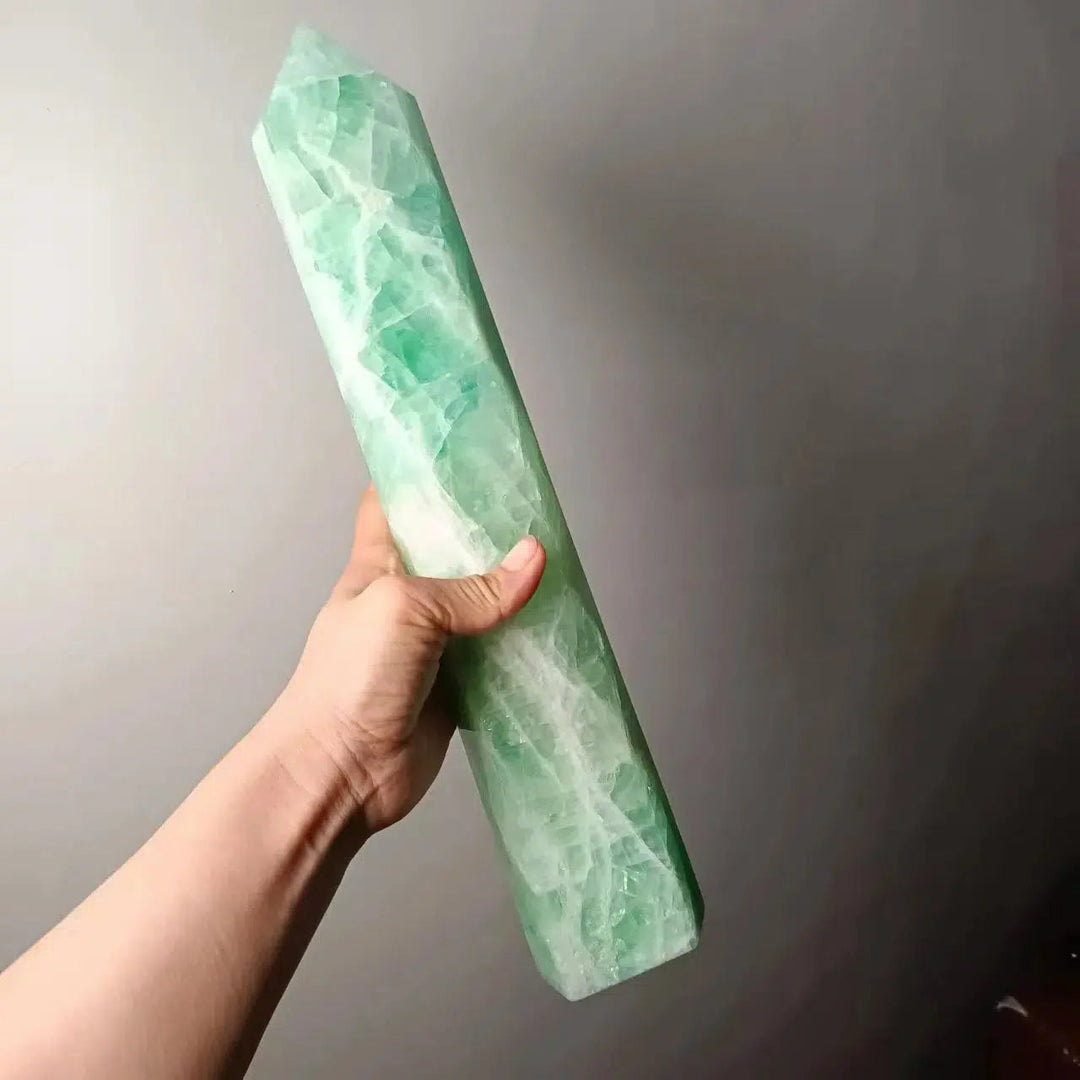 Natural Green Fluorite Obelisk Tower