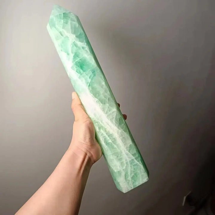 Natural Green Fluorite Obelisk Tower