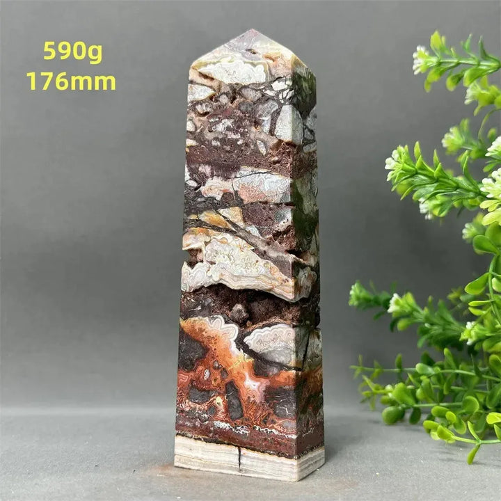 Natural Mexican Agate XL Obelisk Towers-Towers-Ali-15 590g 176mm-Mexican Agate-Crystal Destiny