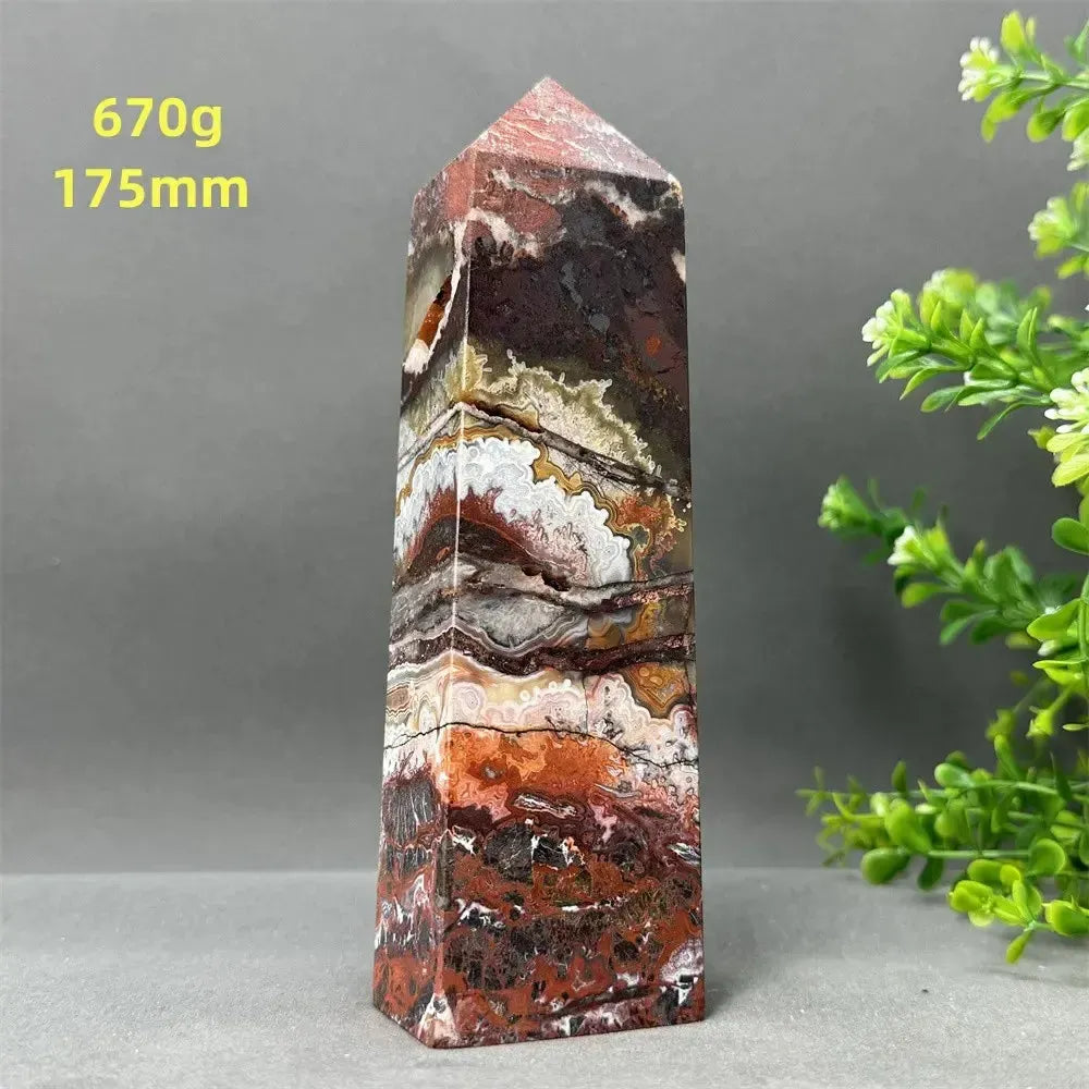 Natural Mexican Agate XL Obelisk Towers-Towers-Ali-2 670g 175mm-Mexican Agate-Crystal Destiny
